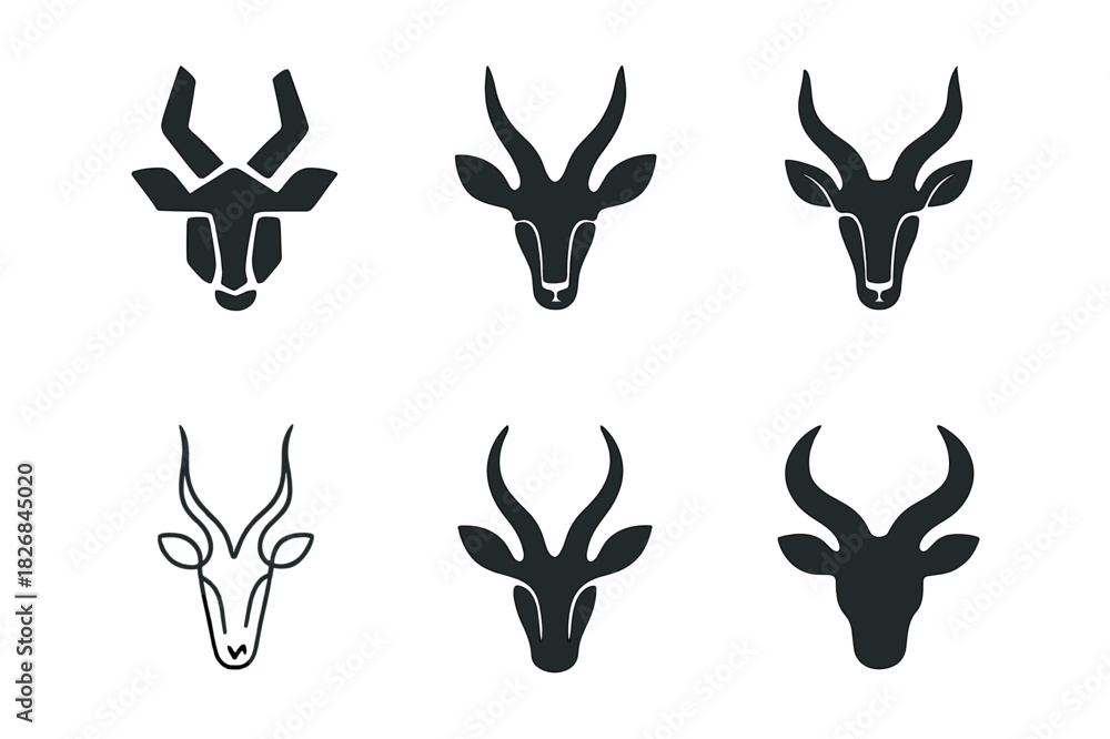 Obraz premium Savanna Animal Logos. savanna animals. Icon set. Set Logo of savanna animals: zebra. harmonious logo variations of the same emblematic concept, each with