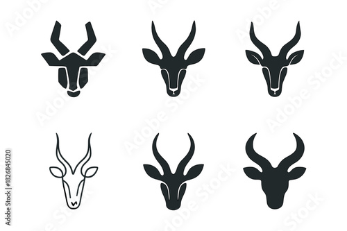 Savanna Animal Logos. savanna animals. Icon set. Set Logo of savanna animals: zebra. harmonious logo variations of the same emblematic concept, each with