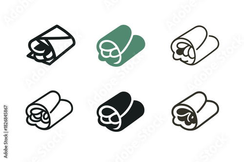 Appetizer Logo Variations. delicious appetizers. Icon set. Set Logo of delicious appetizers: mini sandwiches and wraps. harmonious logo variations of the same