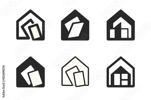Eco-Friendly Building Icons. alternative building materials for eco-friendly homes. Icon set. Set Logo of alternative building materials for eco-friendly