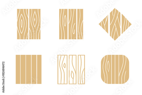 Light Wood Floor Logos. Light Wood Floor. Icon set. Set Logo of Light Wood Floor: Smooth Plank Surface. harmonious logo variations of the same emblematic