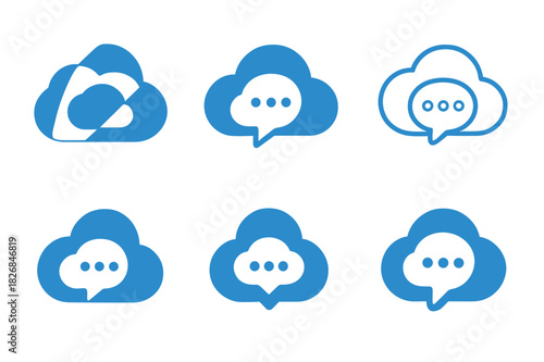Digital Life Icons. Life in a digital world. Icon set. Set Logo of digital life: cloud-based communication. harmonious logo variations of the same emblematic