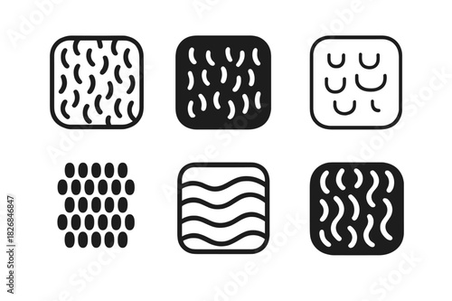 Bath Mat Logos. Bath Mat Texture. Icon set. Set Logo of Bath Mat Texture: fluffy surface pattern. harmonious logo variations of the same emblematic concept,