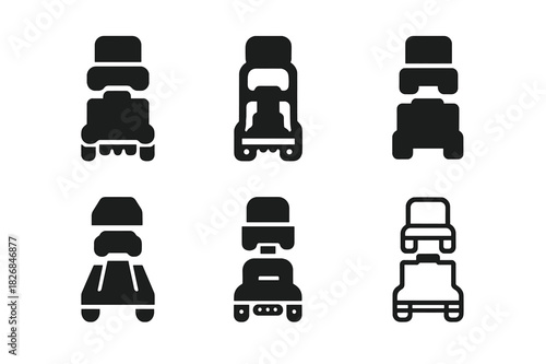 Military Convoy Logos. Military convoy. Icon set. Set Logo of military convoy: Vehicle convoy seen from above. harmonious logo variations of the same