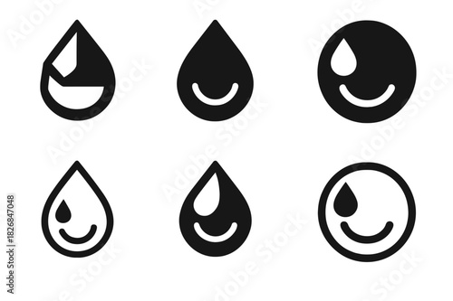 Emotional Expression Icons. emotional expression. Icon set. Set Logo of emotional expression: tear drop and smile icon combination. harmonious logo variations