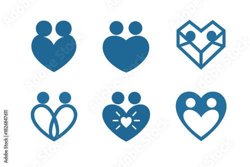 Harmonious Emblem Variations. Inspiration through moments of deep emotional connection. Icon set. Set Logo of emotional inspiration: unified aura. harmonious