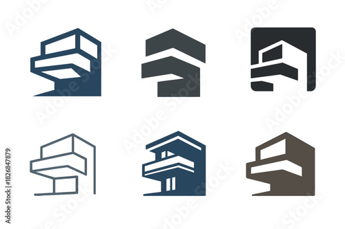 Architectural Logo Set. photographs of awe-inspiring architecture and design. Icon set. Set Logo of photographs of awe-inspiring architecture and design: