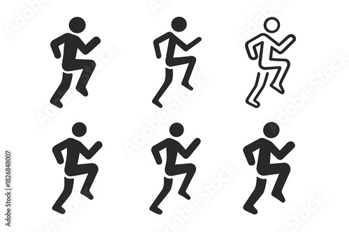 High Knees Logo Variations. high knees exercise. Icon set. Set Logo of high knees exercise: sprinting motion with elevated knees. harmonious logo variations of