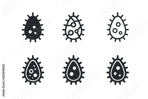Microorganism Logo Variations. microorganism. Icon set. Set Logo of microorganism: protozoa shape. harmonious logo variations of the same emblematic concept,