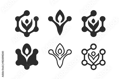 Cellular Regeneration Icons. life extension through cellular regeneration. Icon set. Set Logo of life extension through cellular regeneration: life spark