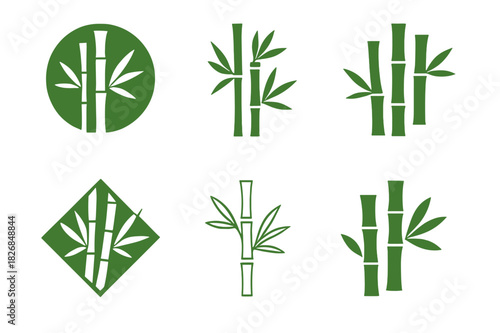 Free Download Bamboo Forest Icons. bamboo forests. Icon set. Set Logo of bamboo forests: bamboo leaves pattern. harmonious logo variations of the same emblematic concept, - GFXLoad