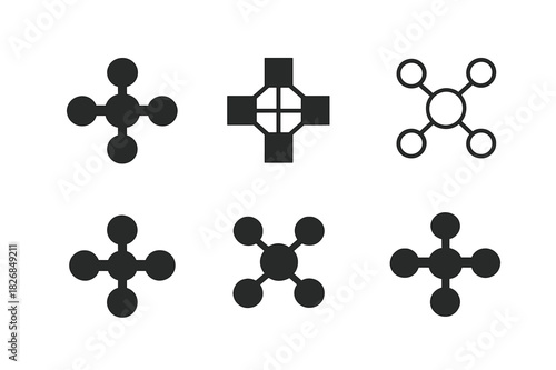 Business Networking Icons. Business Networking. Icon set. Set Logo of Business Networking: interconnected nodes. harmonious logo variations of the same
