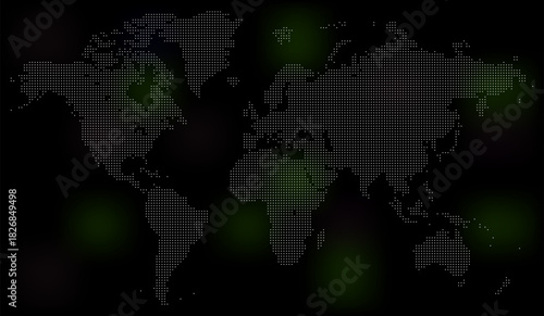Vector world map with small dot shape pattern. Digital global world map dotted pattern vector infographic world atlas design for graphic design element