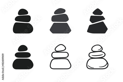 Trail Logo Variations. Trail. Icon set. Set Logo of trail: path marker stone. harmonious logo variations of the same emblematic concept, each with different