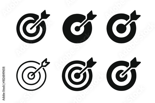 Small Business Logos. small business growth and challenges. Icon set. Set Logo of small business growth and challenges: target with arrow icon. harmonious logo