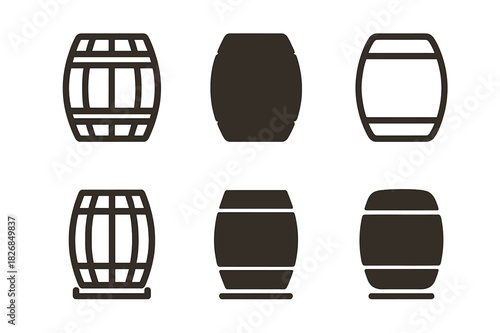 Harmonious Beer Logos. Beer. Icon set. Set Logo of Beer: Beer Barrel. harmonious logo variations of the same emblematic concept, each with different artistic