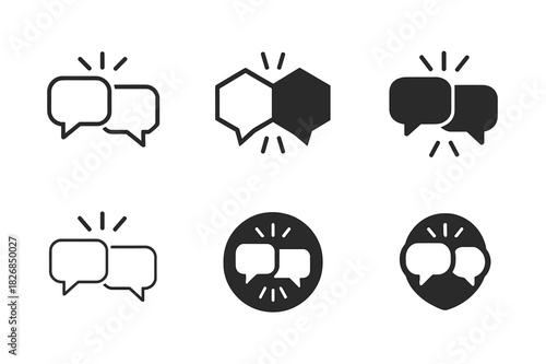 Dialogue Exchange Icons. dialogue exchange. Icon set. Set Logo of dialogue exchange: conversation with emphasis lines. harmonious logo variations of the same