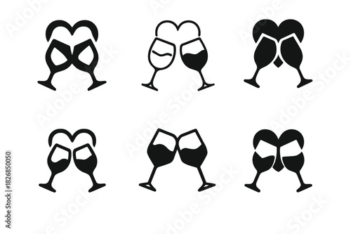 Romantic Icon Set. Romantic spontaneity in long-term relationships. Icon set. Set Logo of romantic spontaneity in long-term relationships: heart-shaped balloon