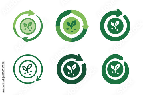 Cellular Regeneration Icons. life extension through cellular regeneration. Icon set. Set Logo of life extension through cellular regeneration: bio-loop and