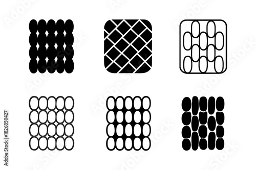 Bath Mat Logos. Bath Mat Texture. Icon set. Set Logo of Bath Mat Texture: tactile microfiber pattern. harmonious logo variations of the same emblematic