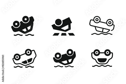 Damaged Vehicle Icons. damaged vehicles. Icon set. Set Logo of damaged vehicles: overturned vehicle icon. harmonious logo variations of the same emblematic
