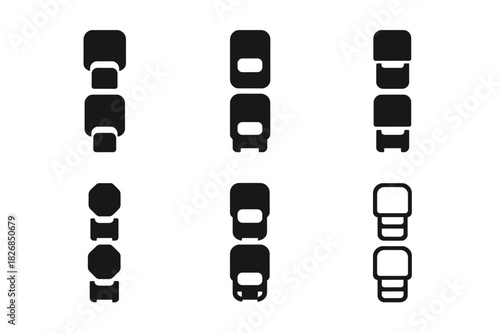 Military Convoy Logos. Military convoy. Icon set. Set Logo of military convoy: Vehicle convoy seen from above. harmonious logo variations of the same