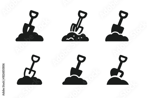 Humus Logo Variations. Humus. Icon set. Set Logo of humus: handful of fertile soil with leaf sprouting. harmonious logo variations of the same emblematic