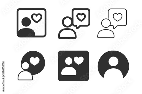Personal Branding Icons. Personal branding online. Icon set. Set Logo of Personal branding online: Content creation tools. harmonious logo variations of the