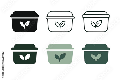 Healthy Meal Prep Icons. Healthy meal prep culture. Icon set. Set Logo of healthy meal prep culture: smoothie jars. harmonious logo variations of the same
