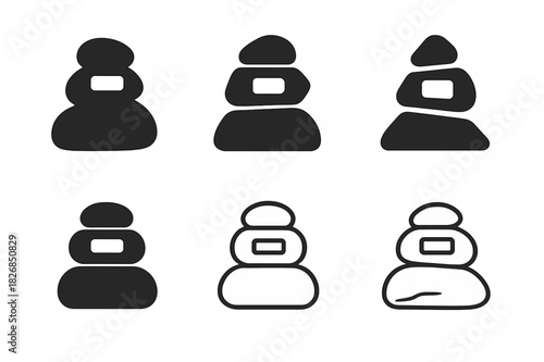 Trail Logo Variations. Trail. Icon set. Set Logo of trail: path marker stone. harmonious logo variations of the same emblematic concept, each with different