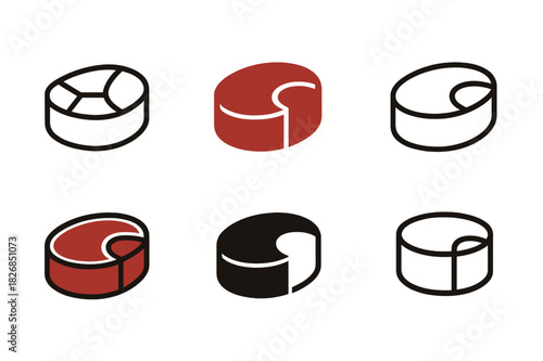 Tender Meat Logos. tender meats. Icon set. Set Logo of tender meats: tenderloin cut icon. harmonious logo variations of the same emblematic concept, each with