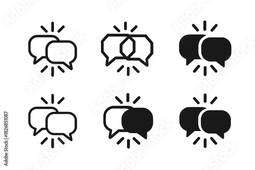 Dialogue Exchange Icons. dialogue exchange. Icon set. Set Logo of dialogue exchange: conversation with emphasis lines. harmonious logo variations of the same