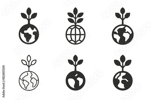 Surreal Climate Logos. Climate change visualizations in surreal art. Icon set. Set Logo of climate change visualizations in surreal art: melting clouds over