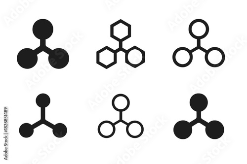 Diverse Catalyst Logos. catalyst. Icon set. Set Logo of catalyst: molecular structure. harmonious logo variations of the same emblematic concept, each with