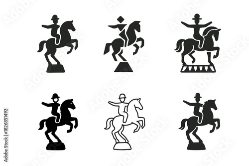 Circus Animal Logos. Circus animals and animal performances. Icon set. Set Logo of circus animals and animal performances: trained dog act. harmonious logo