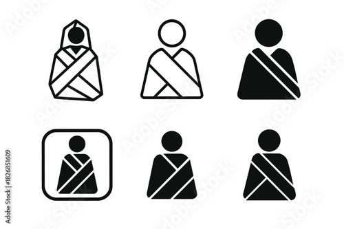 Emergency Blanket Logos. Wounded Victims. Icon set. Set Logo of Wounded Victims: Emergency Blanket. harmonious logo variations of the same emblematic concept