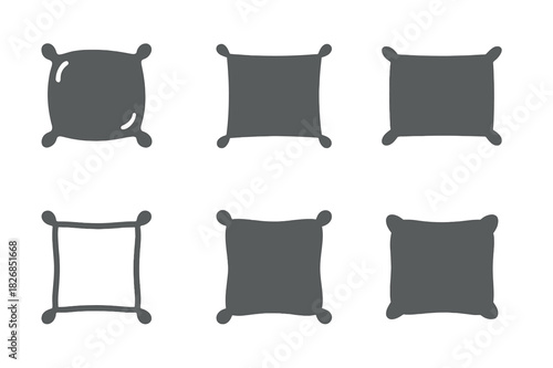 Pillowcase Logo Variations. pillowcase. Icon set. Set Logo of pillowcase: pillow with tassels. harmonious logo variations of the same emblematic concept, each