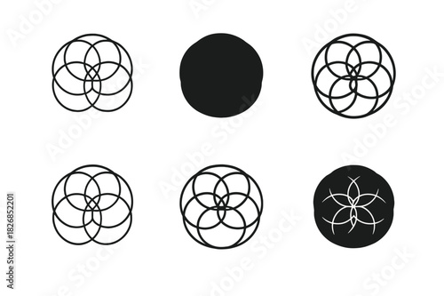 Bath Mat Texture Icons. Bath Mat Texture. Icon set. Set Logo of Bath Mat Texture: overlapping circular texture. harmonious logo variations of the