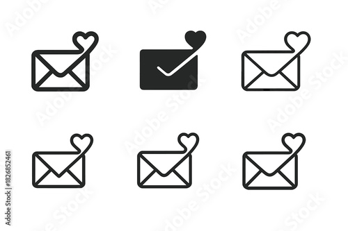 Long-Distance Love Icons. Long-Distance Relationships and Communication. Icon set. Set Logo of Long-Distance Relationships and Communication: envelope with