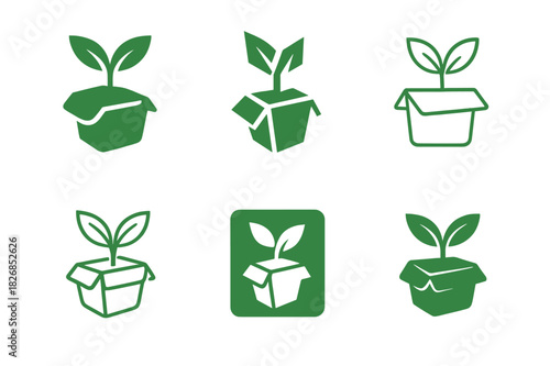 Biodegradable Icon Set. Biodegradable materials. Icon set. Set Logo of biodegradable materials: biodegradable packaging icon. harmonious logo variations of the