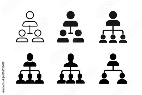 Human Resources Logos. Human resources. Icon set. Set Logo of human resources: organizational hierarchy. harmonious logo variations of the same emblematic