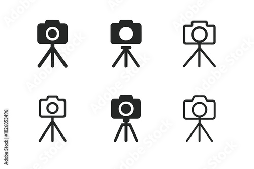 Photography Logo Set. Photography and videography services. Icon set. Set Logo of photography and videography services: camera on slider. harmonious logo