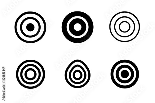 Expanse Logo Variations. Expanse. Icon set. Set Logo of Expanse: expanding concentric circles. harmonious logo variations of the same emblematic concept, each