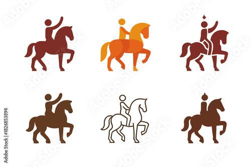 Circus Animal Logos. Circus animals and animal performances. Icon set. Set Logo of circus animals and animal performances: trained dog act. harmonious logo