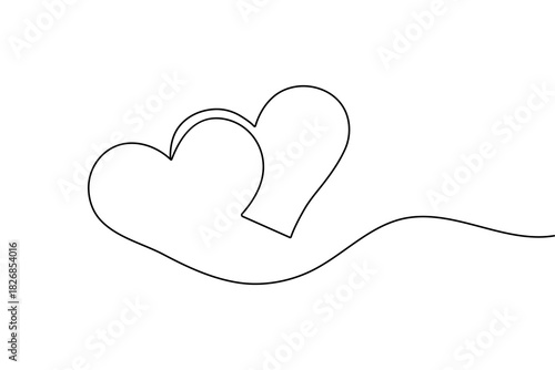 Love shape continuous one line art in clean minimalist outline vector illustration valentine’s day
