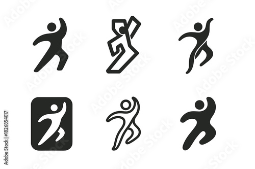 Artistic Logo Variations. Performance art. Icon set. Set Logo of performance art: improvisation movement flow. harmonious logo variations of the same