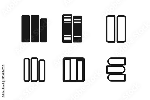 Bookstack Logo Variations. bookstack. Icon set. Set Logo of bookstack: pile of closed books. harmonious logo variations of the same emblematic concept, each