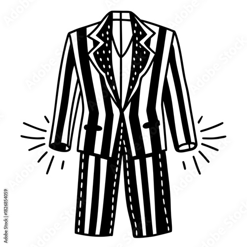 Iconic black and white striped suit illustration
