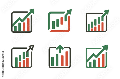 Financial Logo Variations. Stock markets and financial trading floors. Icon set. Set Logo of stock markets and financial trading floors: Digital trading