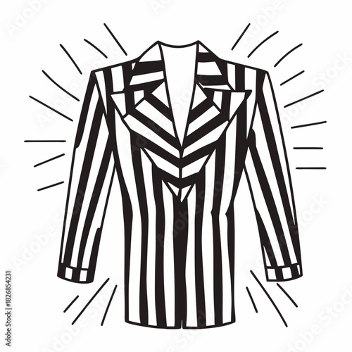 Striking black and white striped jacket illustration